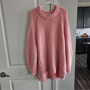 Free People Cozy Pink Crew Neck Sweater